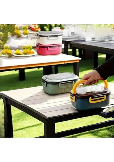 Beslenme Kutusu 1200 Ml 2 Katlı 6 Bölmeli Bpa'sız Pp Plastik Sefer Tası Ve Beslenme Çantası - Lunch Box, Çatal Ka Genel