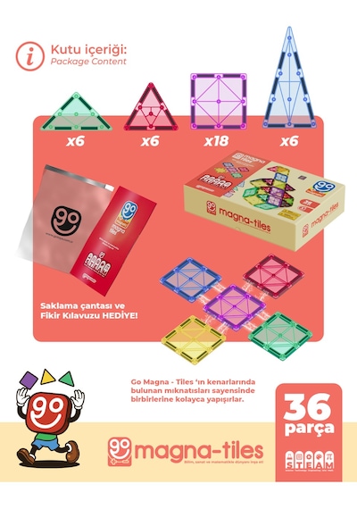 Go Magnetic Series 36 Parça Manyetik Yapı Blokları Original - Mıknatıslı Manyetik Bloklar