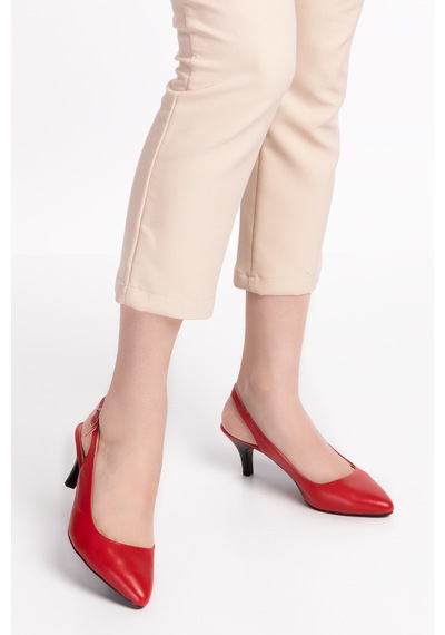 Gondol Kadın Hakiki Deri Orta Boy Topuk Stiletto Vdt.230 Kırmızı