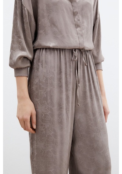 Sateen Jakarlı Saten Pantolon - Vizon-136048 Vizon