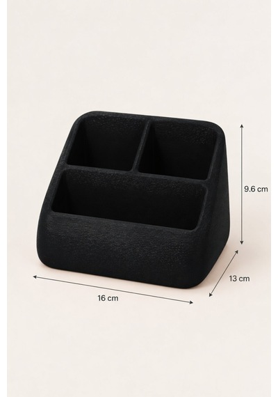 Masa Üstü Kumandalık Organizer Çok Bölmeli Tv Klima Kumanda Standı Düzenleyici 16x13x9.6 Cm Siyah