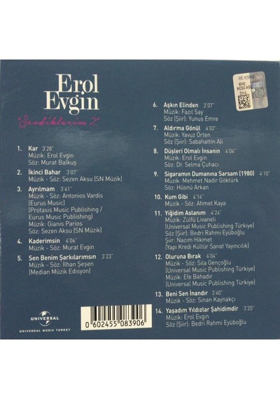 Erol Evgin - Sevdilerim 2  (CD)