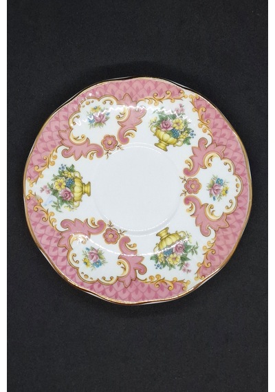 Rosina China Queen's Pastel Pembe Çiçekli Fincan Tabağı 12.5 Cm