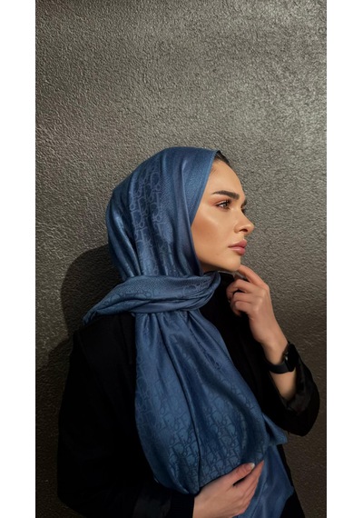 Cd Desen Kaşmir İpek Şal Silk Scarfs Hijab İthal Ürün Lacivert