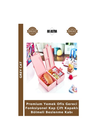 Premium Yemek Ofis Gereci Fonksiyonel Kap Çift Kapaklı Bölmeli Beslenme Kabı Çok Renkli