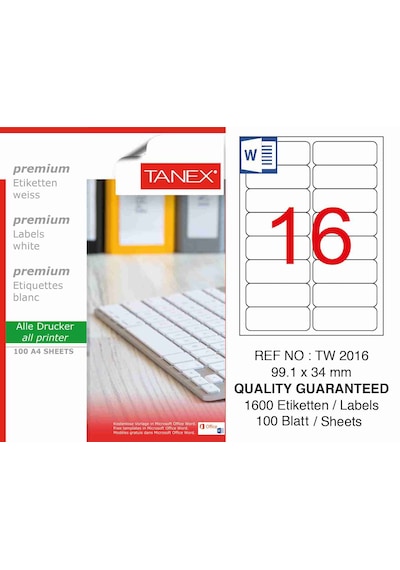 Tanex Laser Etiket 100 Yp 99.1X34 Laser-Copy-Inkjet  Tw-2016