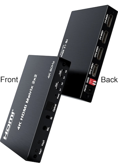 Hdmı Matrix 2x2 Matrix Anahtarı 2 İn 2 Out Switcher 4k 60hz 2x2 Hdmı Matrix 4k 60hz Değiştirici 2 İn 2 Out Optik & R/l Ses Çıkışı