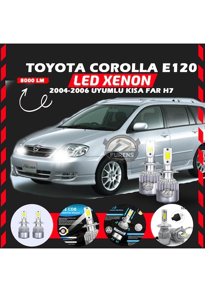 Toyota Corolla E120 2004-2006 Kısa Far Uyumlu Şimşek Etkili Led Xenon Performance Series H7