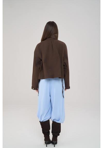 Mai Collection Liora Düğmeli Kahve Bomber Ceket
