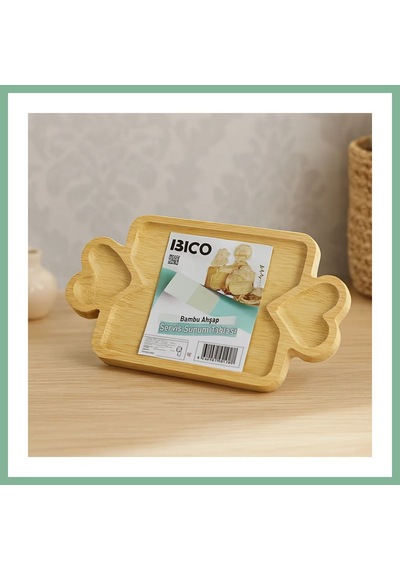 Bşkvirgo Bambu Ahşap Servis Tepsisi 25x14 Cm - 3 Bölmeli Sunum Tahtası Bsk2026