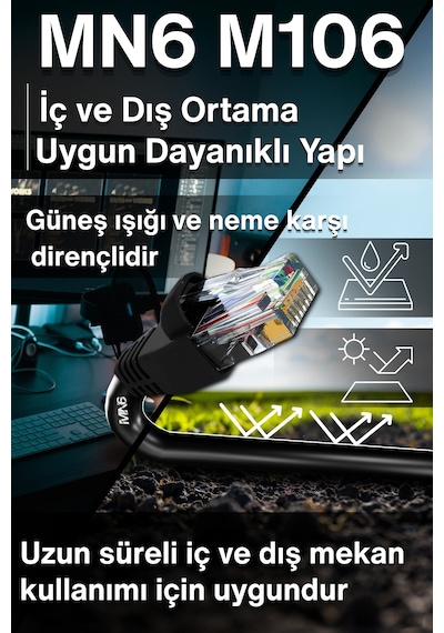 Mn6 M106 Cat6 Utp 0.50mm İletken Ethernet Kablosu 305 Metre, Dış Mekan Uv Korumalı Çift Katmanlı Pe+pvc İnternet Kablosu 305 M