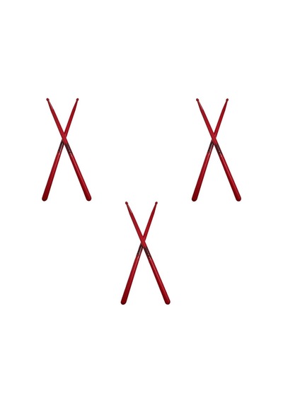 Midex Gfk-801rd-3x 5a Bateri Baget Kırılmaz Polyemid Kırmızı Renk Davul Bageti 5a Drumsticks 6 Adet 3 Çift