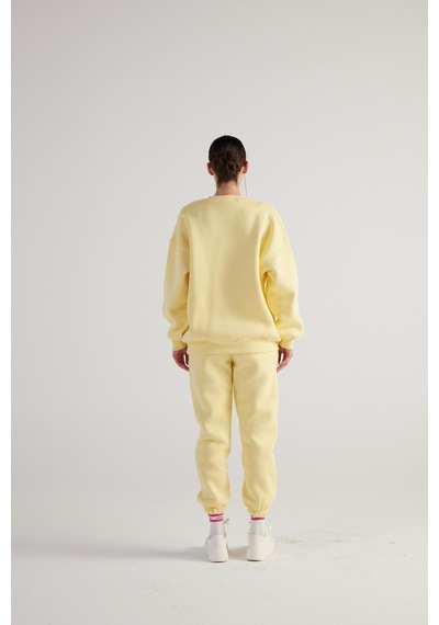 Holly Lolly 3 İplik Şardonlu Uzun Kol Bisiklet Yaka Fine Sweatshirt Sarı