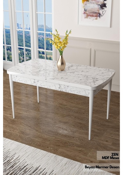 Canisa Concept Zen Serisi 80x132 Mdf Açılabilir Beyaz Mermer Desen Mutfak Masası Beyaz Mermer Desen Masa Canisa Concept Zen Serisi 80x132 Mdf Açılabilir Beyaz Mermer Desen Mutfak Masası Beyaz Mermer Desen Masa