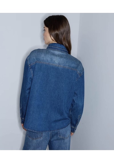 İpekyol Çıkarılabilir Fularlı Denim İndigo Kadın Gömlek Iw6260025145