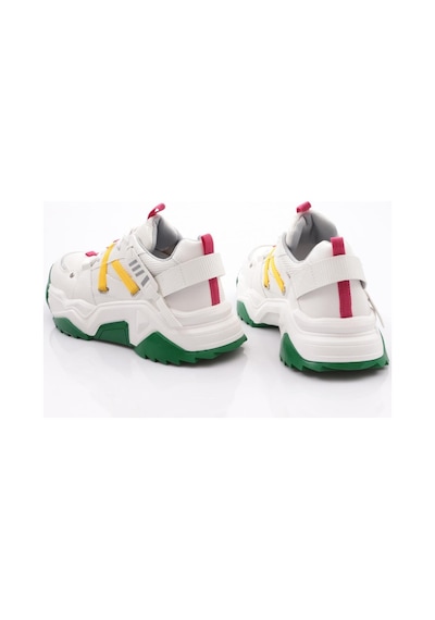 Dgn 65160 Kadin Bağcikli Sneaker Ayakkabi 65160-2027-R145933 Beyaz - Fuşya - Sarı