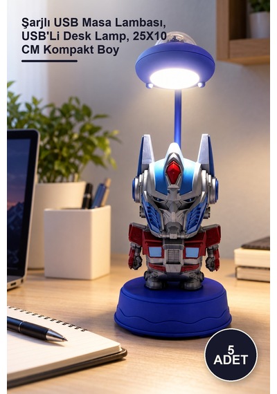 5 Adet Masaüstü Lamba Şarjlı Usb Masa Lambası, Usb'li Desk Lamp, 25x10 Cm Kompakt Boy .