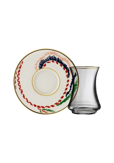 Sandro Moreno 1453 Desen Yağmuru Gold 12 Parça 6 Kişilik Çay Seti 110 Ml Ar211629 Çok Renkli
