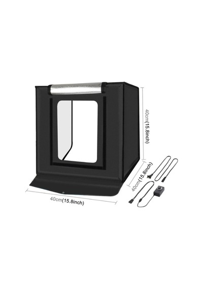 40x40 Cm 2x32 Led Işıklı Taşınabilir Fotoğraf Çekim Çadırı Stüdyo Kutusu 6 Farklı Fon Çok Renkli