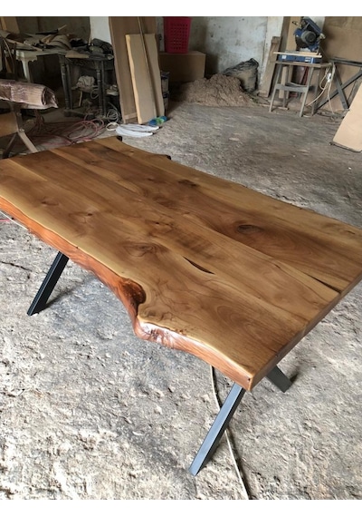 Bintaşmobilya Naturel Doğal Kenar Ceviz Ağacı Kütük Masa Ölçüsü 160X85.Cm