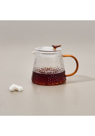 Tohanaa Borosilikat Cam Bitki Çayı Demliği - Şeffaf / Turuncu - 500 Ml Renkli