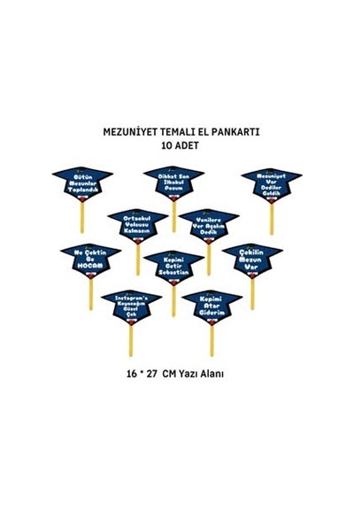 İlkokul Mezuniyet El Pankartı 10 Adet