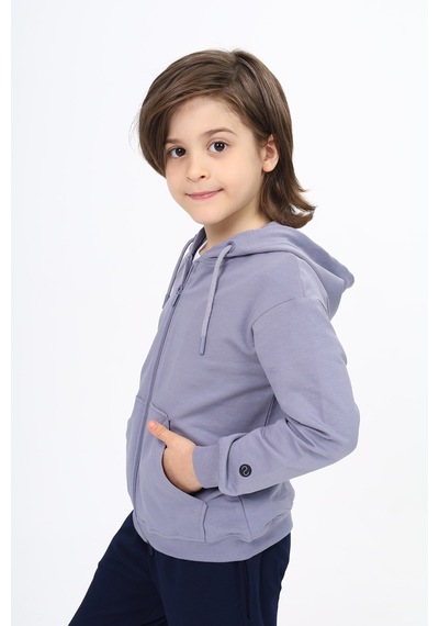 Toontoy Kids Toontoy Erkek Çocuk Baskılı Hırka Koyu Gri