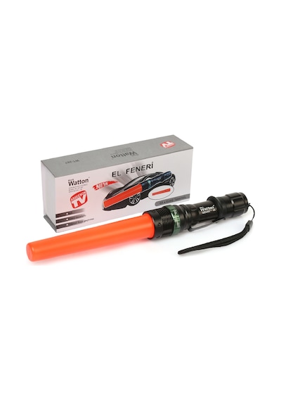 Q5 LED Güçlü Pilli EL Feneri Watton Wt-267 Siyah - Turuncu