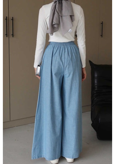 Neways 1167-denim Bol Paça Pantolon Mavi Mavi
