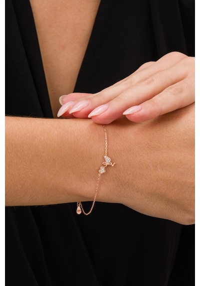 Zirkon Taşlı Rose Aşk Meleği Eros Minimal Gümüş Bileklik Sa00034