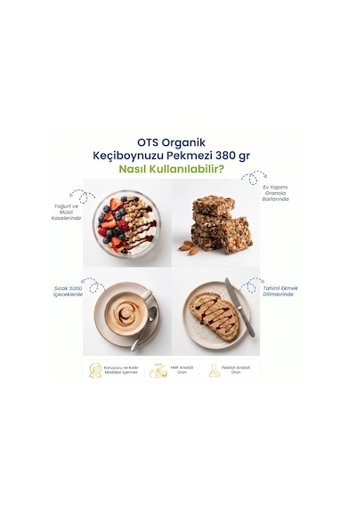 Ots Organik Keçiboynuzu Pekmezi 380 gr (Organik Sertifikalı, Pestisit Analizli)