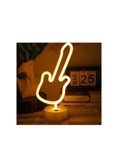 Neon Gitar Masa Lambası Pil+usb Tek Renk