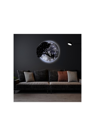 Kişiselleştirilebilir Led Işıklı Epoksi Cam Katmanlı Tablo Linda Sevgili Dolunay Gri - 737866210 Gri