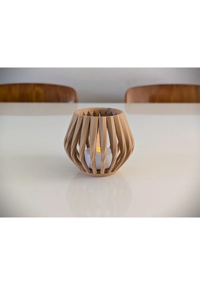 Modern Tea Light Mum Led Lamba Ampul Ahşap Renk Mumluk Şamdan Led ŞEFFAF