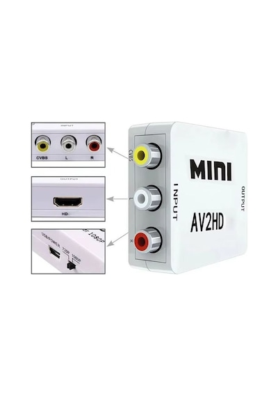Av To Hdmı Dönuştürücü Rca Av/cvbs Adaptör 1080p 720p Çevirici Av2hdmi