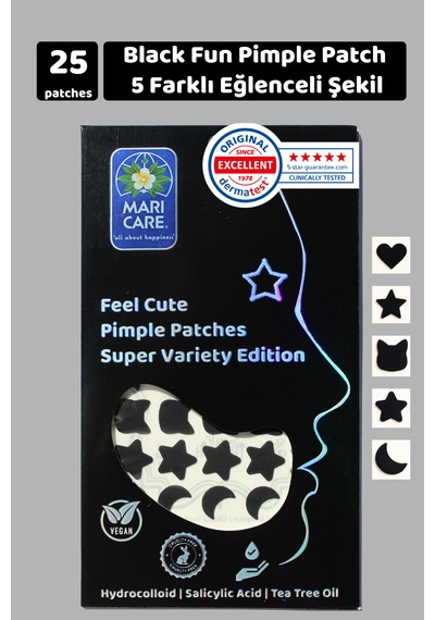 Mari Care Feel Cute Pimple Patches Super Variety Edition Siyah 25 Adet