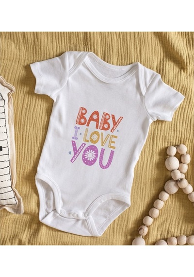Bitmeyenkartus Bk Kids Baby I Love Tasarımlı Bebek Body Zıbın - Model 1 Çok Renkli