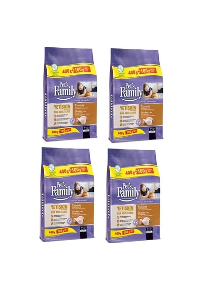 Pet's Family Premium Tavuklu Yetişkin Kedi Maması 4 x 500 G