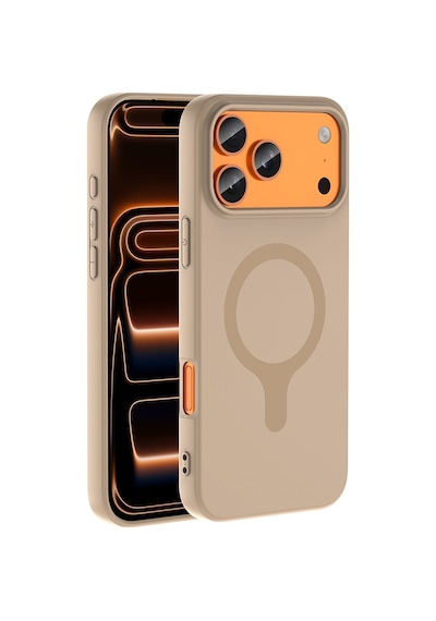 Maks Technology iPhone Uyumlu 17 Pro Max Kılıf M-safe Şarj Özellikli Mkst Aris Silikon Kapak - Krem