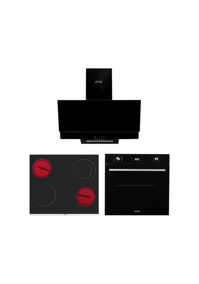 Afm Tech Ve Ferre Wile Sessiz Vitro Elektrikli Siyah MS263 + FM3250 + FM7700 Ankastre Set