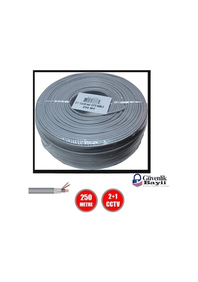 Cctv Kablosu Güvenlik Kamera Kablosu 2+1 0.50Mm 250 Metre Kablo