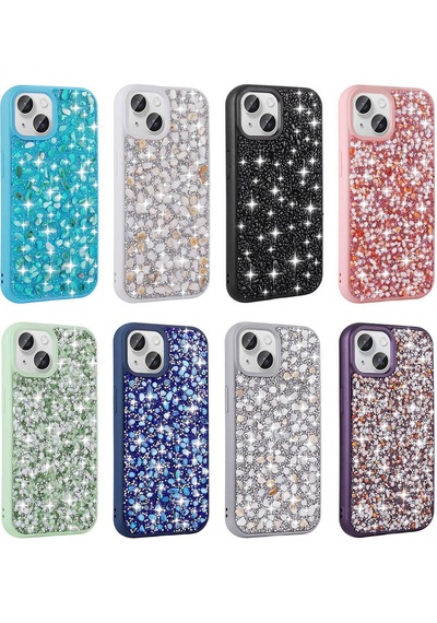 Apple Uyumlu iPhone 15 Kılıf Parlak Taşlı Tasarım Zore Linea Diamond Kapak Pembe