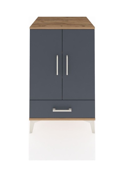 Kronos Komodin 3 Raflı Tek Çekmeceli 2 Kapaklı 60x59x96 Çam-antrasit Atlas Çam