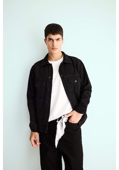 Defacto Regular Fit Düğmeli Cepli Jean Ceket F4738ax25aunm40 Siyah Defacto Regular Fit Düğmeli Cepli Jean Ceket F4738ax25aunm40 Siyah