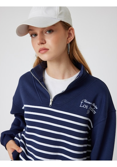Koton Yarım Fermuarlı Sweatshirt Oversize Kolej Baskılı Dik Yaka Lacivert 5wal10210ık Lacivert Koton Yarım Fermuarlı Sweatshirt Oversize Kolej Baskılı Dik Yaka Lacivert 5wal10210ık Lacivert