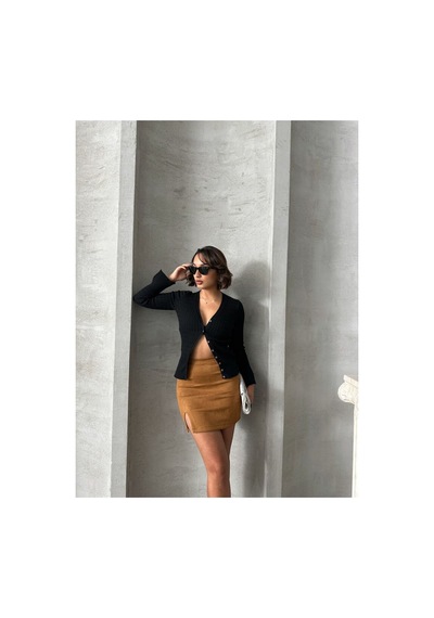 Verymoda Süet Mini Etek - F1573 Taba