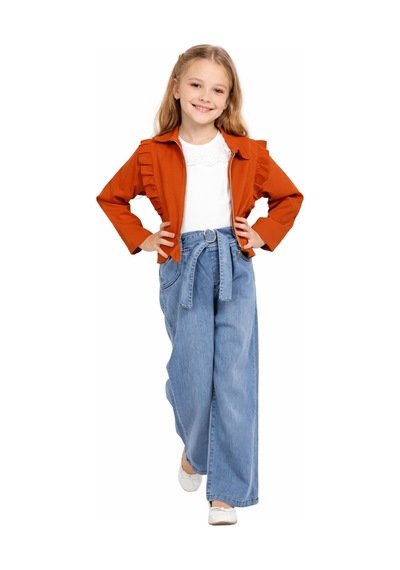 İrem Çocuk Giyim Kız Çocuk Ceketli Kot Pantolonlu Bluzu Dantelli Kiremit Renk Üçlü Takım Kahverengi İrem Çocuk Giyim Kız Çocuk Ceketli Kot Pantolonlu Bluzu Dantelli Kiremit Renk Üçlü Takım Kahverengi