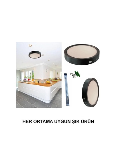Cata Ct-5235 18w 6400k S. Üstü Led Beyaz Işık Armatür Yuvarlak Siyah Metal Kasa Çok Renkli
