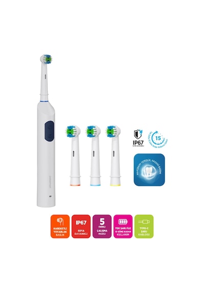Polosmart Psc82 Şarjlı 5 Modlu Ip67 Suya Dayanıklı Diş Fırçası Navy Şarjlı