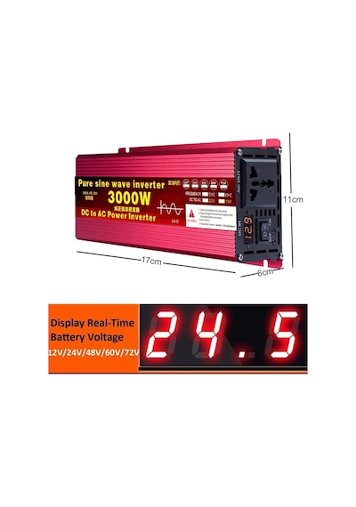 Güç İnvertörü 1600w 2200w 3000w 3500w 4000w 5000w 5500w 6000w 8000w Saf Sinüs Dalga İnvertörü 12v 24v 48v 60v 7